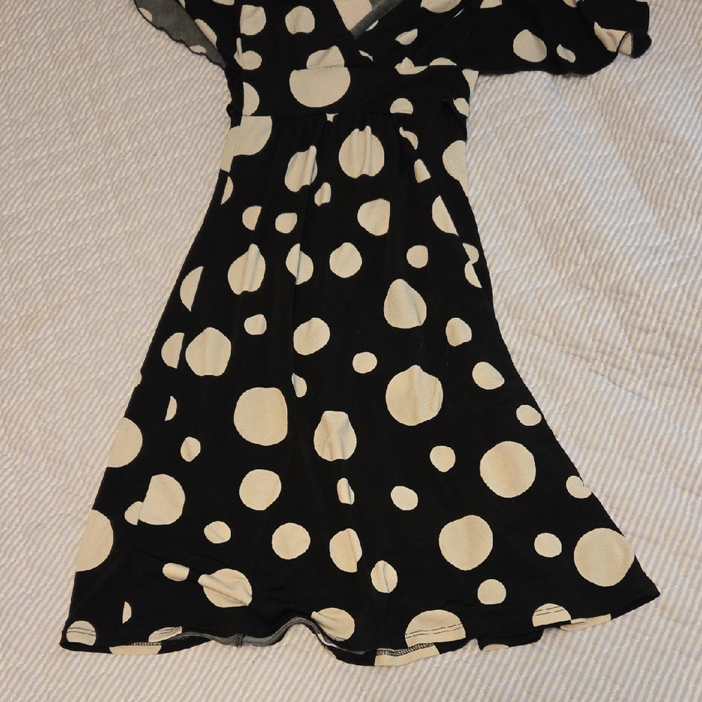 SushiFlower Black and White Polka Dot Dress
